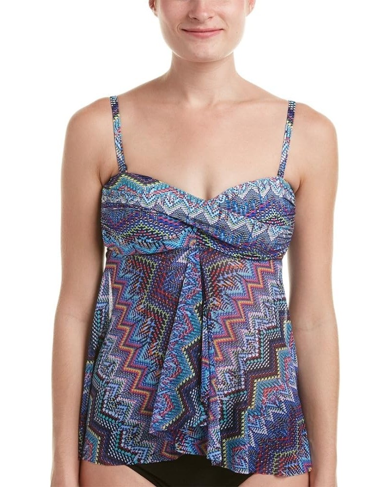 Women's Bandeau Flyaway Tankini Top Swimsuit Skyline Multi $21.07 Swimsuits