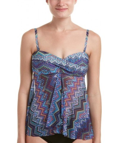 Women's Bandeau Flyaway Tankini Top Swimsuit Skyline Multi $21.07 Swimsuits