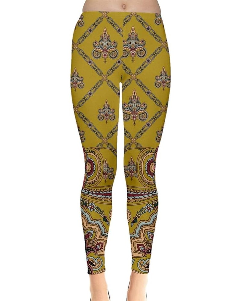 Womens Tights Triangle Pattern Geometric Abstract Texture Houndstooth Stretch Leggings, XS-5XL Aztec Olive Yellow $16.73 Legg...