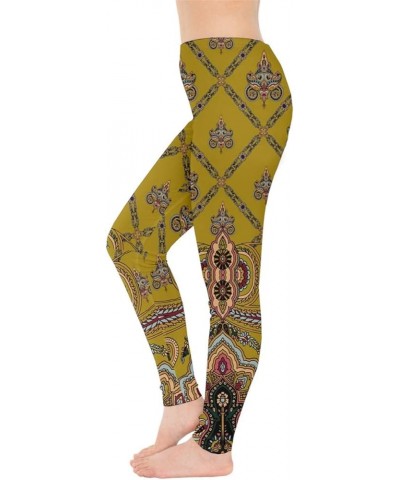 Womens Tights Triangle Pattern Geometric Abstract Texture Houndstooth Stretch Leggings, XS-5XL Aztec Olive Yellow $16.73 Legg...