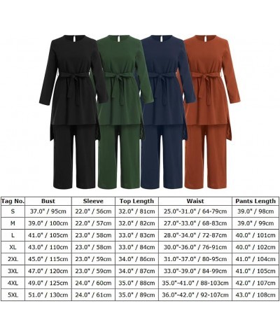 Abayas Dress For Women Muslim Long Sleeve Loose Top Pants 2 Pcs Dubai Islamic Muslim Women Matching Sets Black C $13.52 Activ...