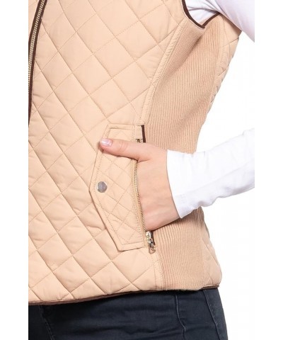 Padding Jacket Vest/Piping Details/Lined Quilted/Zip Up Puffer 018-dusty Pink $20.50 Vests