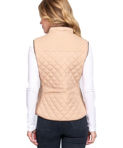 Padding Jacket Vest/Piping Details/Lined Quilted/Zip Up Puffer 018-dusty Pink $20.50 Vests