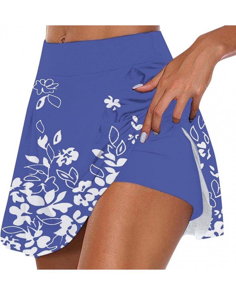 Women's High Waisted Tennis Skirts Tummy Control Pleated Golf Skorts Athletic Running Cute Skorts Skirts with Pocket Y-blue $...