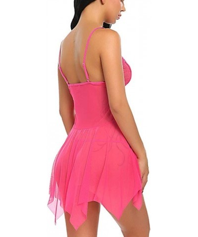 Women's Sexy Lingerie V Neck Bridal Chemise Babydoll Lingerie Naughty Sex Underwear Sleepwear Nightie Nightwear Hot Pink $5.7...