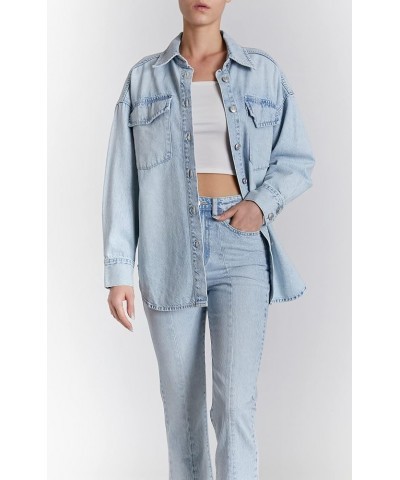 Women's Luxury Clothing Long Sleeve Denim Jacket Shacket with Button Closure, Comfortable & Stylish Joelle Bleach $30.74 Jackets