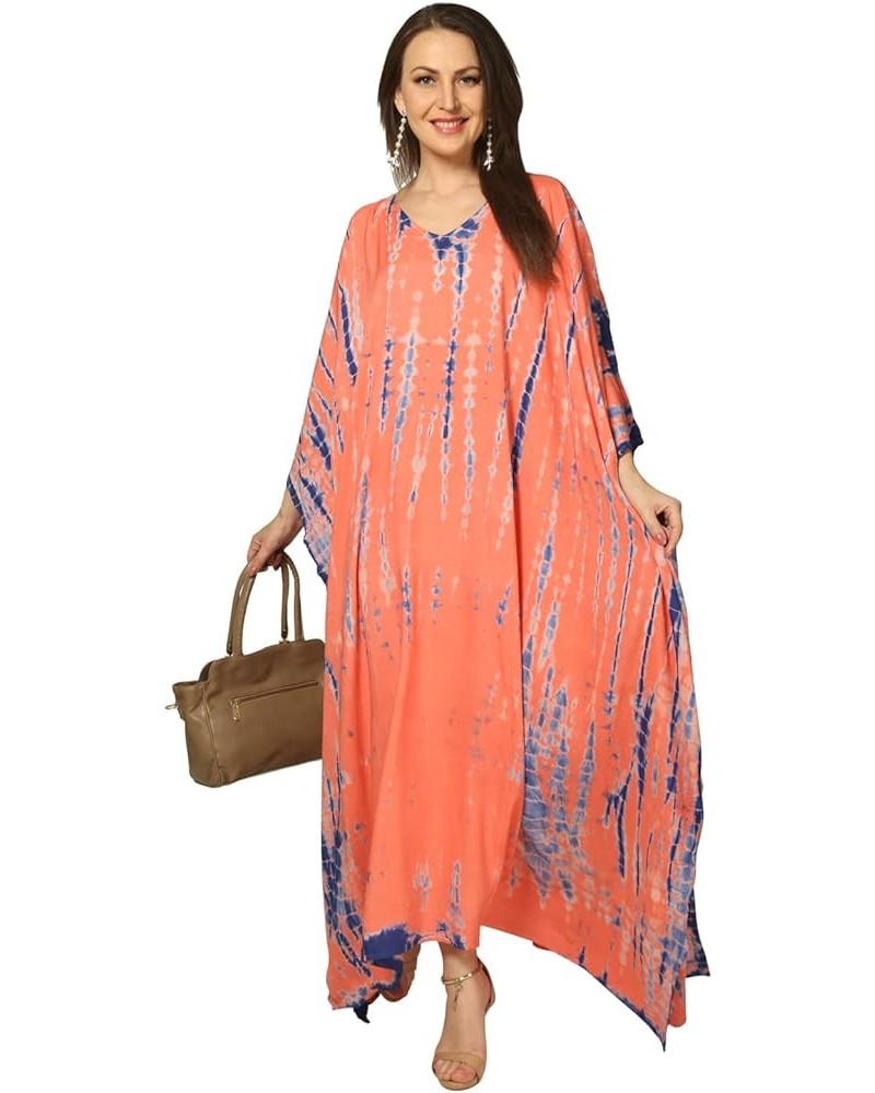 Kaftan Beach Maxi Dress Stripe Print tie dye Vneck Plus Size Bikini Bathing Suit Cover Ups Caftans for Women Pink Blue $10.34...