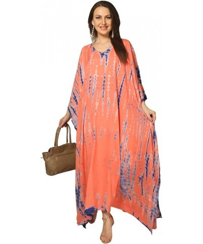 Kaftan Beach Maxi Dress Stripe Print tie dye Vneck Plus Size Bikini Bathing Suit Cover Ups Caftans for Women Pink Blue $10.34...