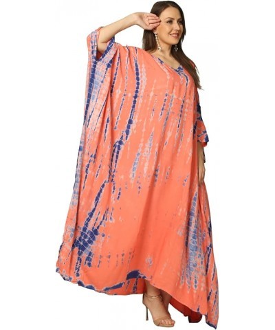 Kaftan Beach Maxi Dress Stripe Print tie dye Vneck Plus Size Bikini Bathing Suit Cover Ups Caftans for Women Pink Blue $10.34...