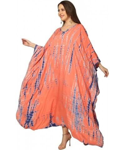 Kaftan Beach Maxi Dress Stripe Print tie dye Vneck Plus Size Bikini Bathing Suit Cover Ups Caftans for Women Pink Blue $10.34...