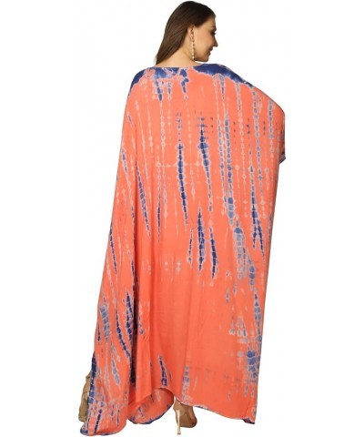 Kaftan Beach Maxi Dress Stripe Print tie dye Vneck Plus Size Bikini Bathing Suit Cover Ups Caftans for Women Pink Blue $10.34...