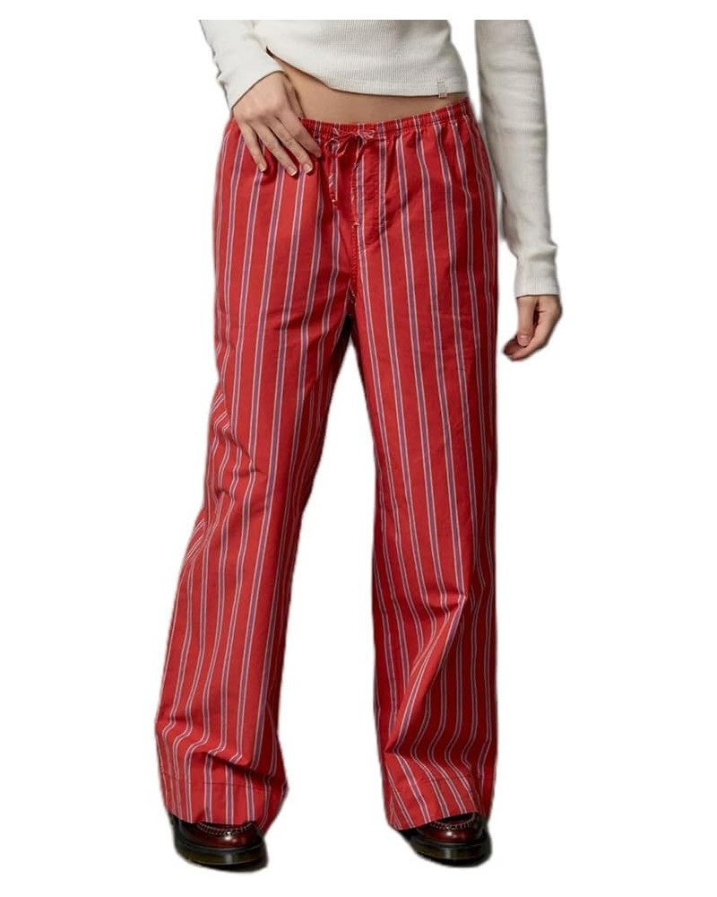 Women Plaid Pants 2024 Spring Y2k Elastic Waist Wide Leg Pants Fashion Pajamas Pants Casual Stripe Trouser Loungewear 24jan10...