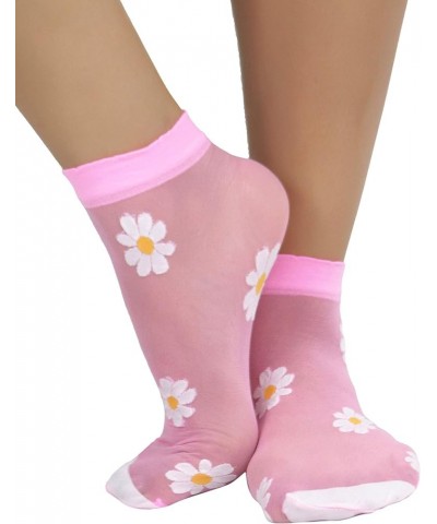 Women's Springtime Daisy Sheer Anklets Ankle Length - Neon Pink $9.51 Jewelry