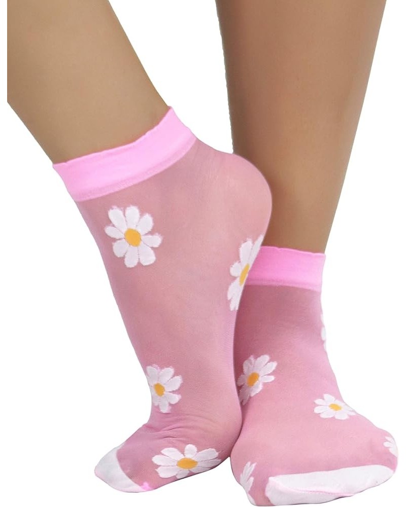 Women's Springtime Daisy Sheer Anklets Ankle Length - Neon Pink $9.51 Jewelry