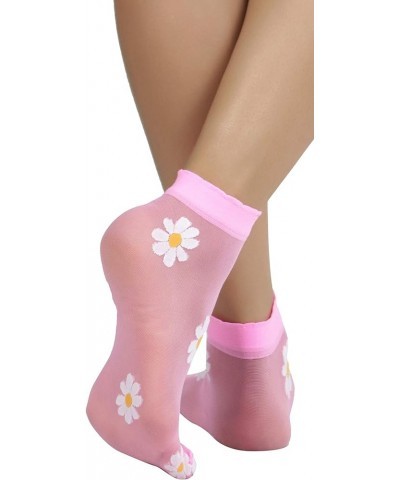 Women's Springtime Daisy Sheer Anklets Ankle Length - Neon Pink $9.51 Jewelry