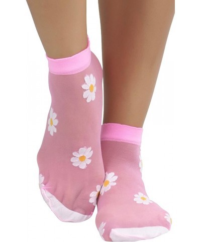 Women's Springtime Daisy Sheer Anklets Ankle Length - Neon Pink $9.51 Jewelry