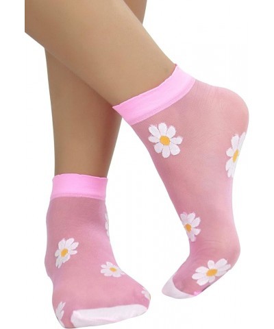 Women's Springtime Daisy Sheer Anklets Ankle Length - Neon Pink $9.51 Jewelry