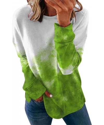 Oversized Sweatshirt for Women Fall Loose Fit Casual Crew Neck Long Sleeve Comfy Versatile Pullover Tops E02 Green $4.79 Shirts