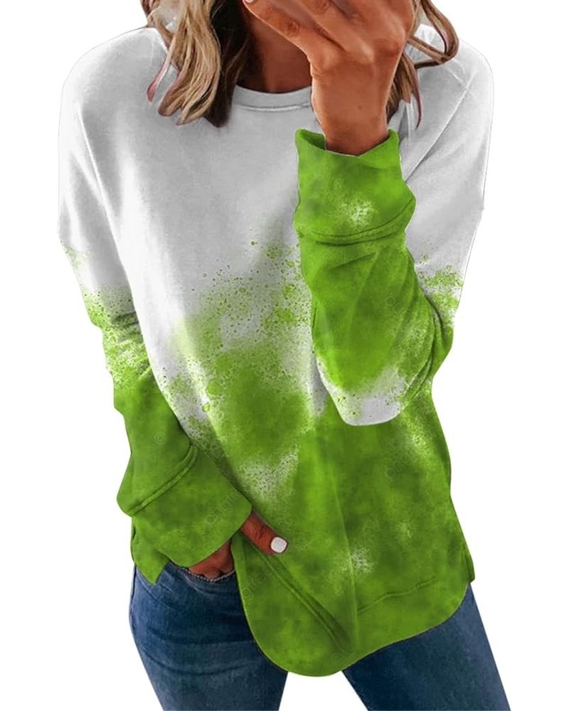 Oversized Sweatshirt for Women Fall Loose Fit Casual Crew Neck Long Sleeve Comfy Versatile Pullover Tops E02 Green $4.79 Shirts