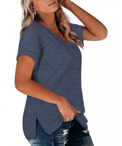 2XL Womens Tops Plus Size V Neck T Shirts Loose Fit Summer Tees Navy Blue 18W $17.04 Shirts