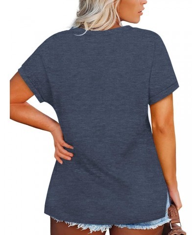 2XL Womens Tops Plus Size V Neck T Shirts Loose Fit Summer Tees Navy Blue 18W $17.04 Shirts