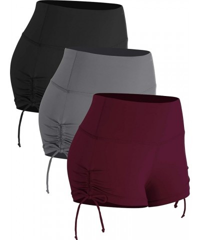 Athletic Booty Shorts for Women 3 Pack High Waisted Workout Pro Booty Shorts: Inseam 2",black,grey,wine Red $17.30 Activewear