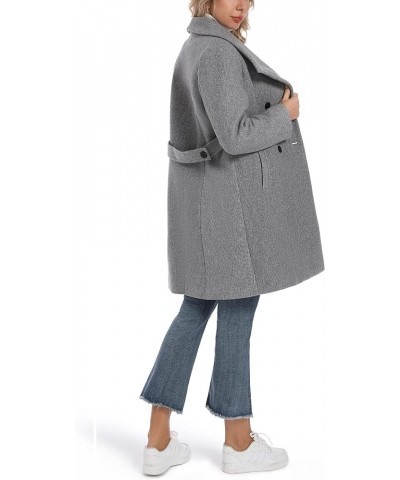 Women's Double Breasted Maxi Long Wool Pea Coat Midi-grey $27.19 Coats