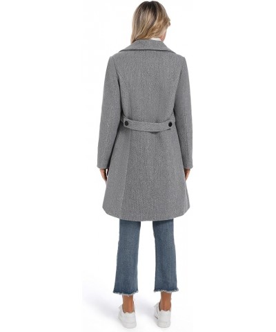 Women's Double Breasted Maxi Long Wool Pea Coat Midi-grey $27.19 Coats