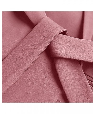 Womens Dressy Blazer Dress Casual Elegant Long Sleeve Lapel Formal Work Office Long Suit Strappy Belt Coat Jackets Pink $16.2...