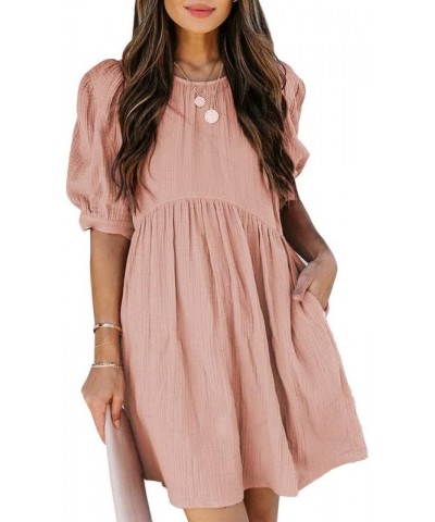 Womens Summer Spring V Neck Ruffle Chiffon Elegant Empire Waist Mini Short Swing Skater Dresses 1 Pink $20.10 Dresses