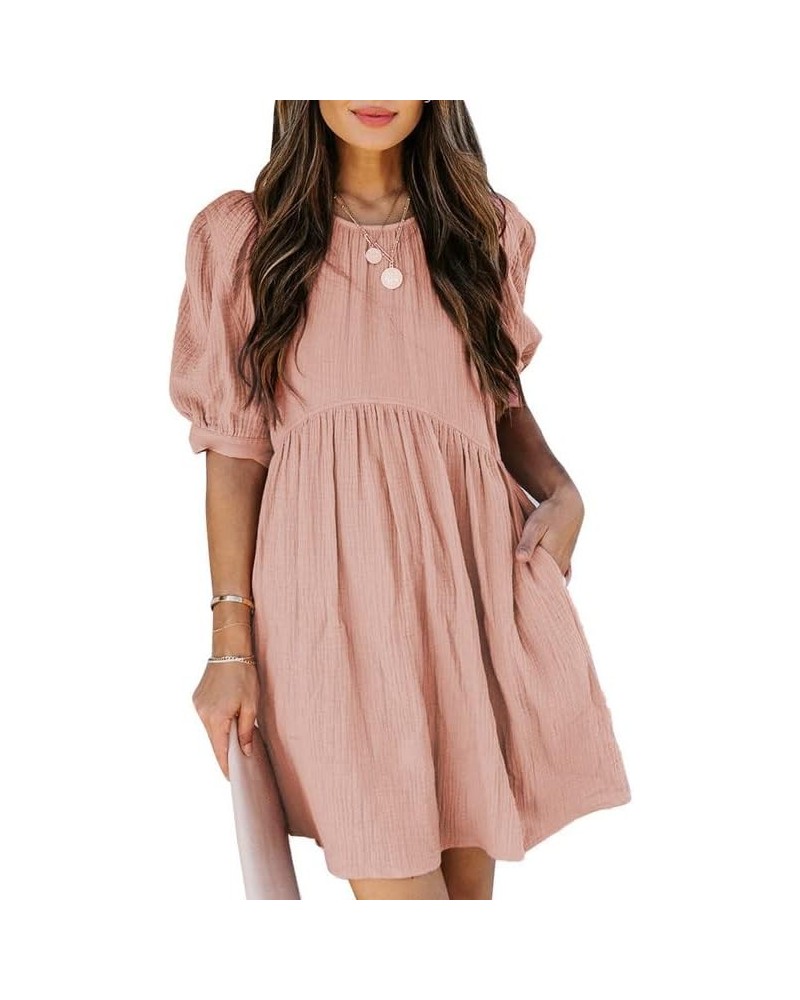 Womens Summer Spring V Neck Ruffle Chiffon Elegant Empire Waist Mini Short Swing Skater Dresses 1 Pink $20.10 Dresses