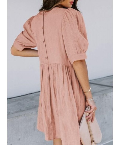 Womens Summer Spring V Neck Ruffle Chiffon Elegant Empire Waist Mini Short Swing Skater Dresses 1 Pink $20.10 Dresses