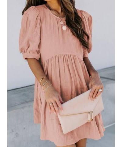 Womens Summer Spring V Neck Ruffle Chiffon Elegant Empire Waist Mini Short Swing Skater Dresses 1 Pink $20.10 Dresses