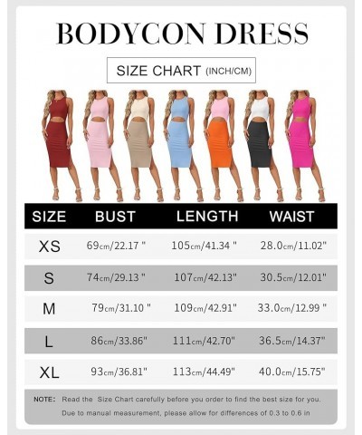 Womens Summer Bodycon Dresses Crew Neck Cutout Midi Dress Casual Slit Sleeveless Ribbed Knit Pencil Dress Lake Green & Green ...