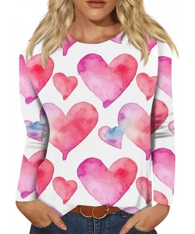 Valentines Day Shirts Women Casual Womens Long Sleeve Tops Graphic Tees Spring Fashion Trends Crew Neck Blouses 3-pink $7.73 ...