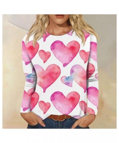 Valentines Day Shirts Women Casual Womens Long Sleeve Tops Graphic Tees Spring Fashion Trends Crew Neck Blouses 3-pink $7.73 ...