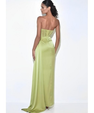 Mermaid Bridesmaid Dresses Long with Slit 2023 Strapless Satin Formal Party Dress NO110 Champagne $29.63 Dresses