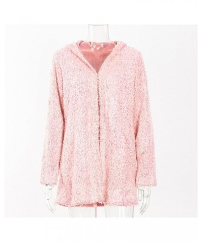 Womens Winter Coats Lighweight Long Sleeve Carigan Sweaters Fashoin Casual Loose Warm Fleece Sherpa Jacket Hoodies A Pink $7....