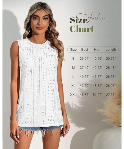 2 Pack Women's Sleeveless Shirts, Eyelet Loose Fit Tank Tops Casual T Shirts Summer Ladies Crew Neck Tunic T Tops Light Purpl...