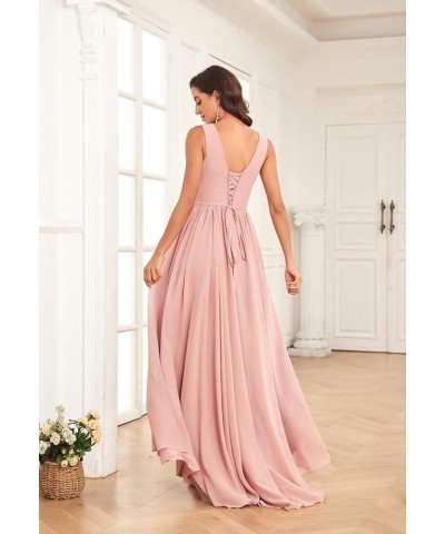 Bridesmaid Dresses High Low V Neck Chiffon Long Formal Dresses with Pockets Evening Gown Ruched for Wedding Navy Blue $28.59 ...