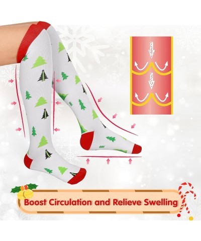 Athbavid 6 Pairs Christmas Compression Socks for Women & Men, Knee High Compression Socks 15-20 mmHg with Christmas Patterns ...