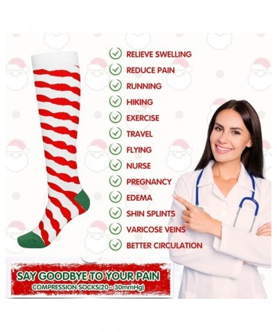 Athbavid 6 Pairs Christmas Compression Socks for Women & Men, Knee High Compression Socks 15-20 mmHg with Christmas Patterns ...