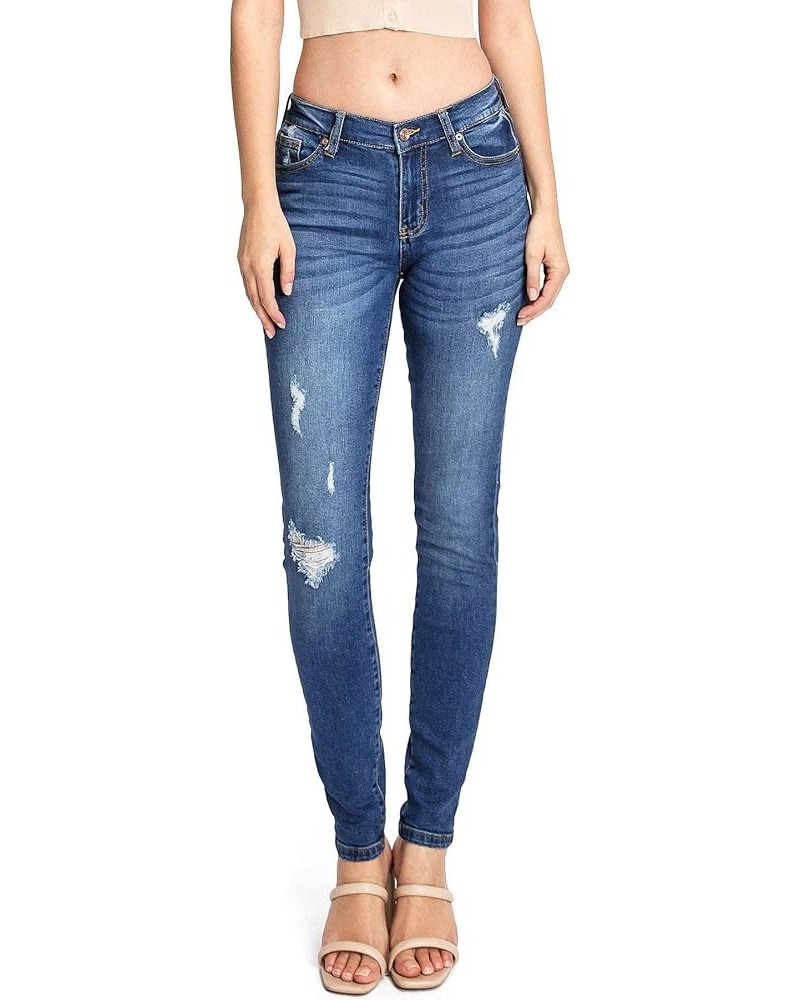 Celebrity Pink Women's Juniors Mid Waist Stretchy Skinnys Jeans Distressed Denim $18.45 Jeans