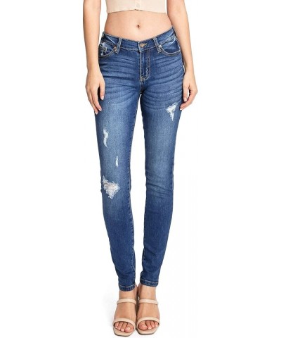 Celebrity Pink Women's Juniors Mid Waist Stretchy Skinnys Jeans Distressed Denim $18.45 Jeans