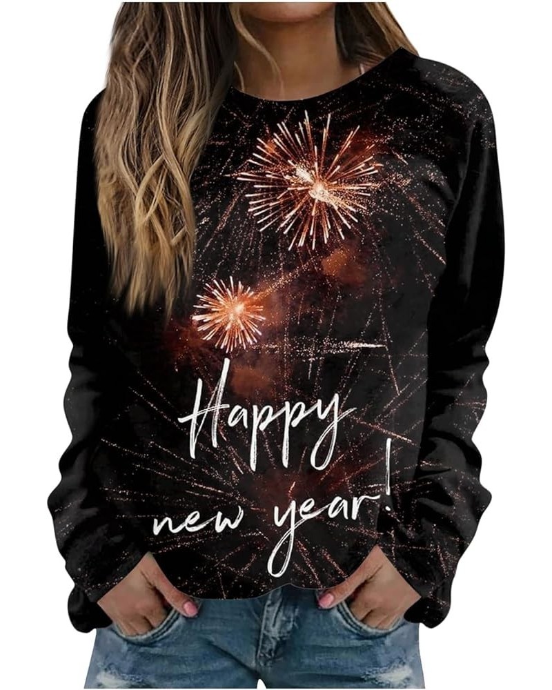 Happy New Year Shirt for Women 2024 Letter Printed Long Sleeve Plus Size Crewneck Sweatshirts Loose Fit S-3XL 04-white $14.57...