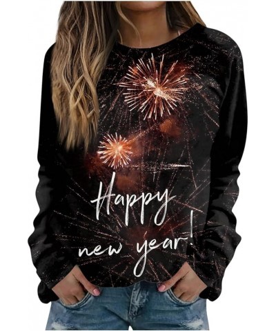 Happy New Year Shirt for Women 2024 Letter Printed Long Sleeve Plus Size Crewneck Sweatshirts Loose Fit S-3XL 04-white $14.57...