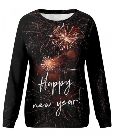 Happy New Year Shirt for Women 2024 Letter Printed Long Sleeve Plus Size Crewneck Sweatshirts Loose Fit S-3XL 04-white $14.57...