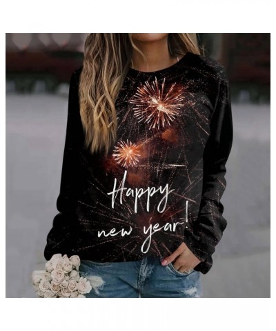 Happy New Year Shirt for Women 2024 Letter Printed Long Sleeve Plus Size Crewneck Sweatshirts Loose Fit S-3XL 04-white $14.57...