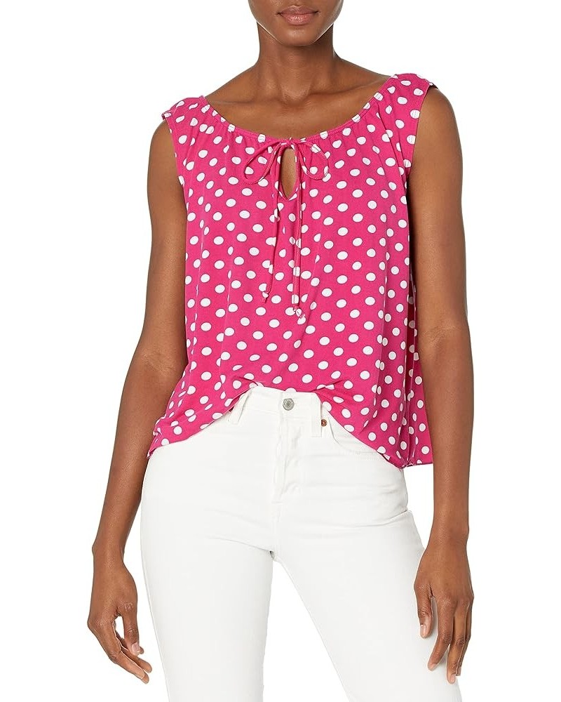 Women's Sleeveless Peasant Top with Tie Neck Fucdot $10.00 Blouses