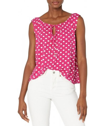 Women's Sleeveless Peasant Top with Tie Neck Fucdot $10.00 Blouses